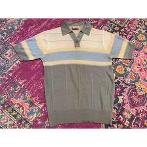 Vintage 60/70s Mister Man 2 Ply Acrylic Striped  Shirt  Size Medium